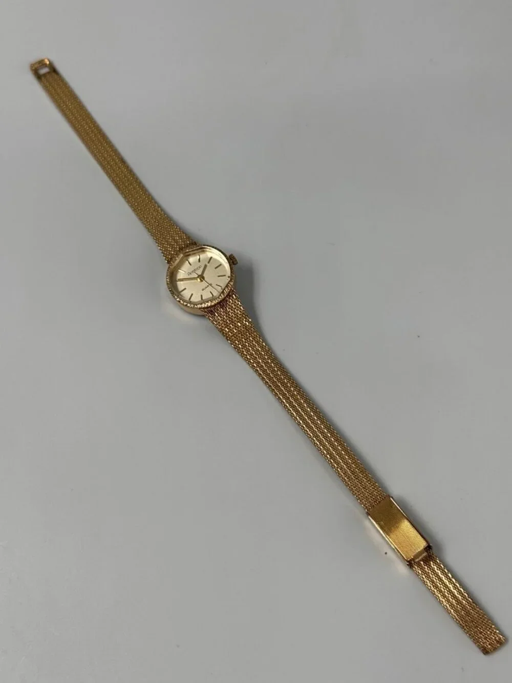 Vintage Armitron Watch Women Gold Tone Small Dial 17MM New Battery 7.5 Inch
